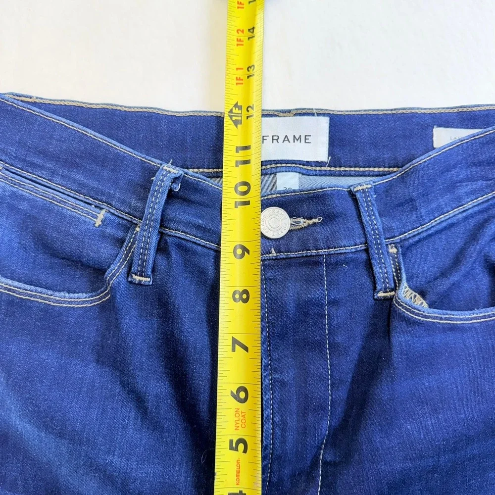 FRAME Le High Straight Jeans Dark Wash Raw Hem Denim Size 30 High Rise Womens‎